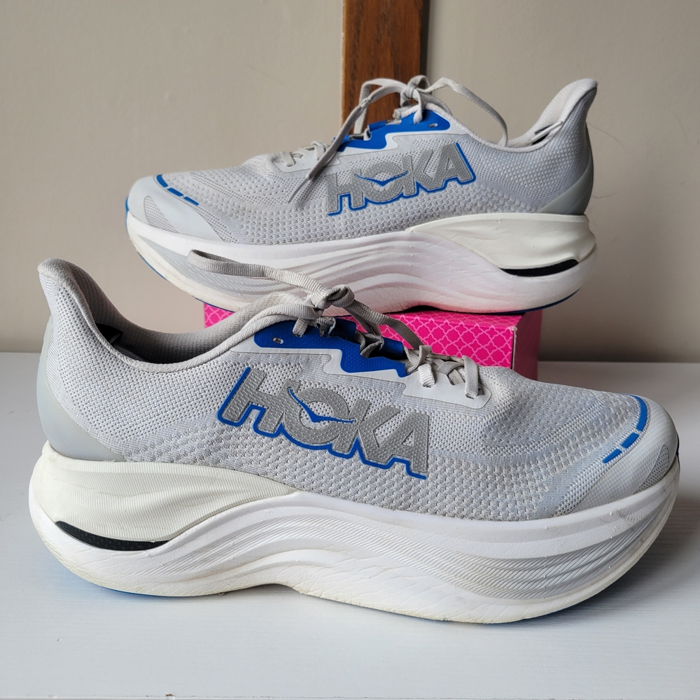 Hoka White and Blue Running Shoes